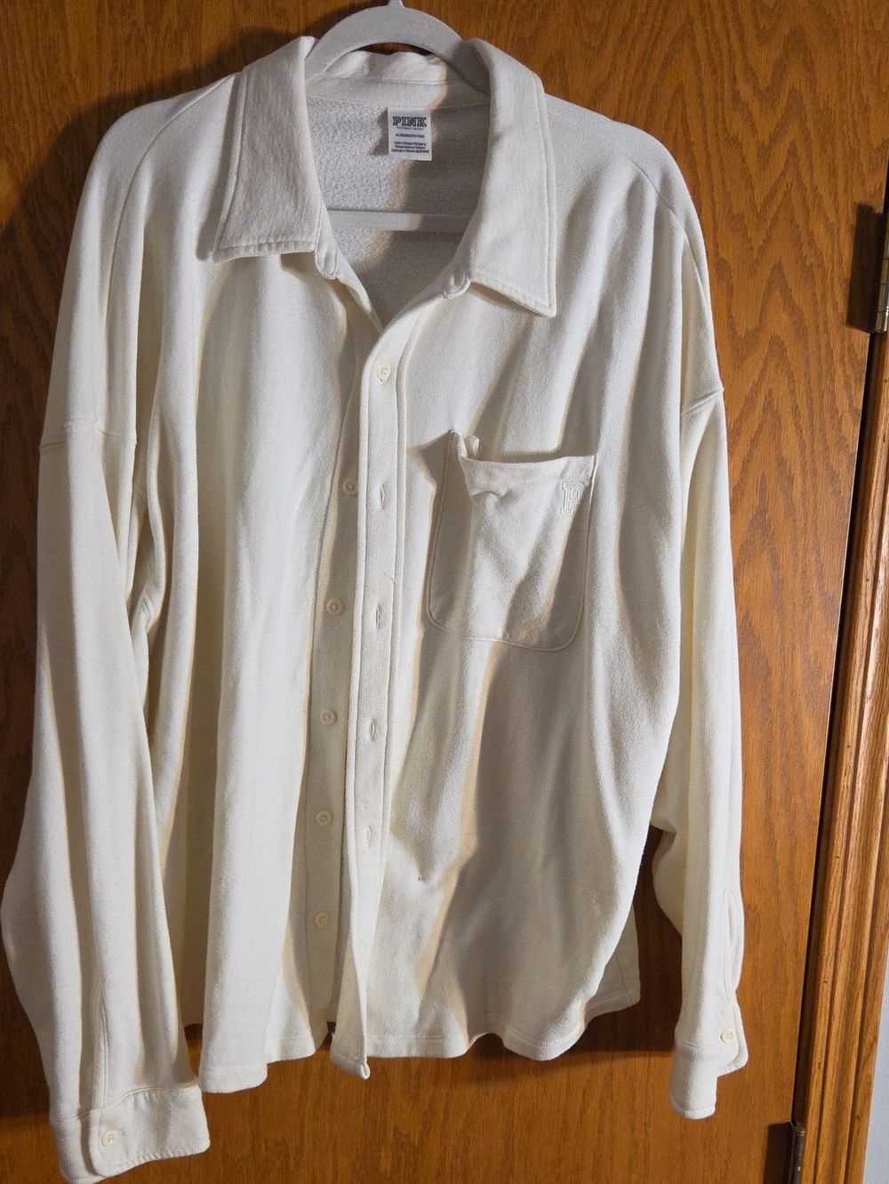 PINK Victoria's Secret Women's Cream Button-Front Shirt Jacket Size Xl